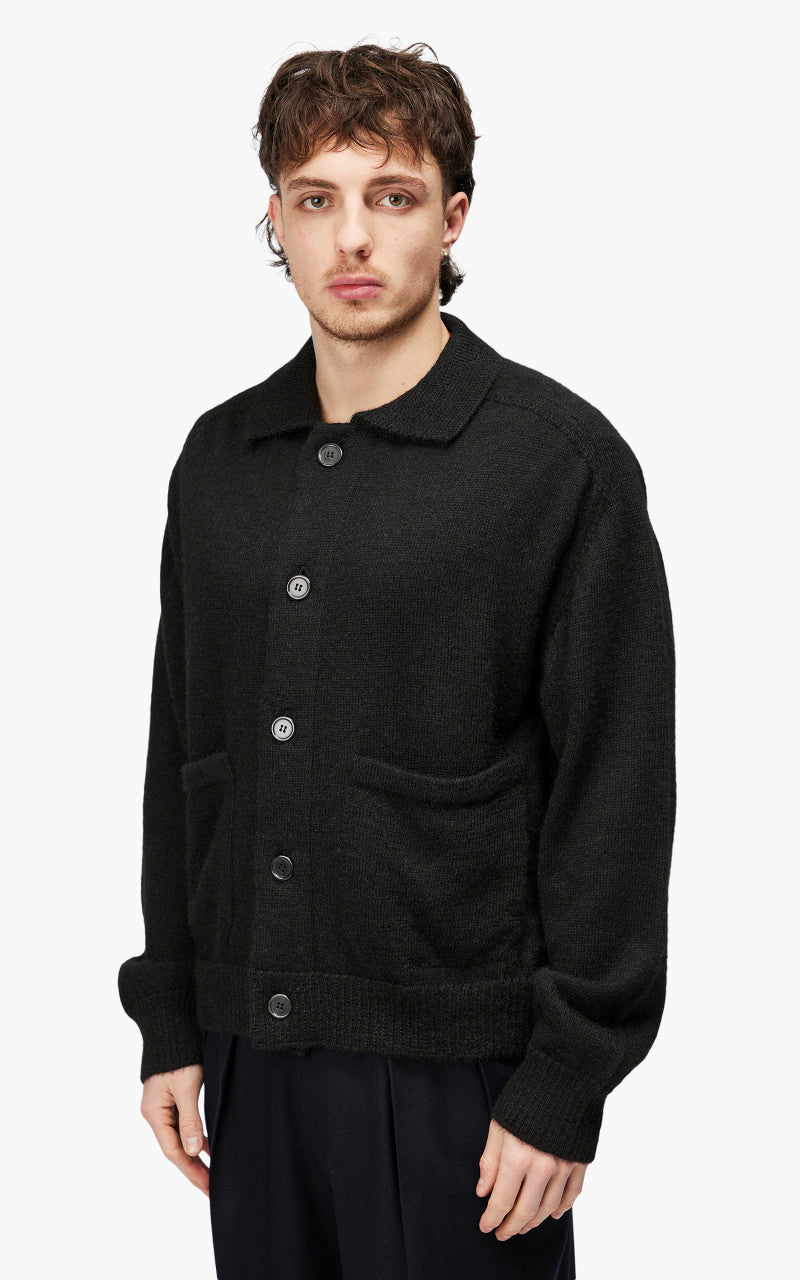 Markaware Polo Collar Cardigan Natural Black