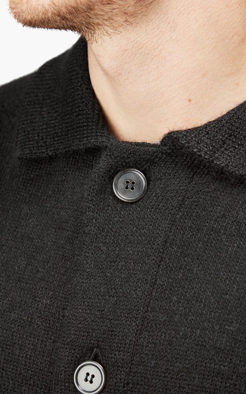 Markaware Polo Collar Cardigan Natural Black