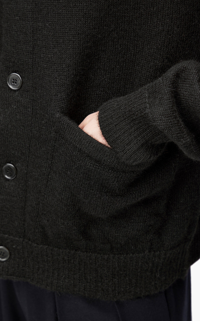 Markaware Polo Collar Cardigan Natural Black