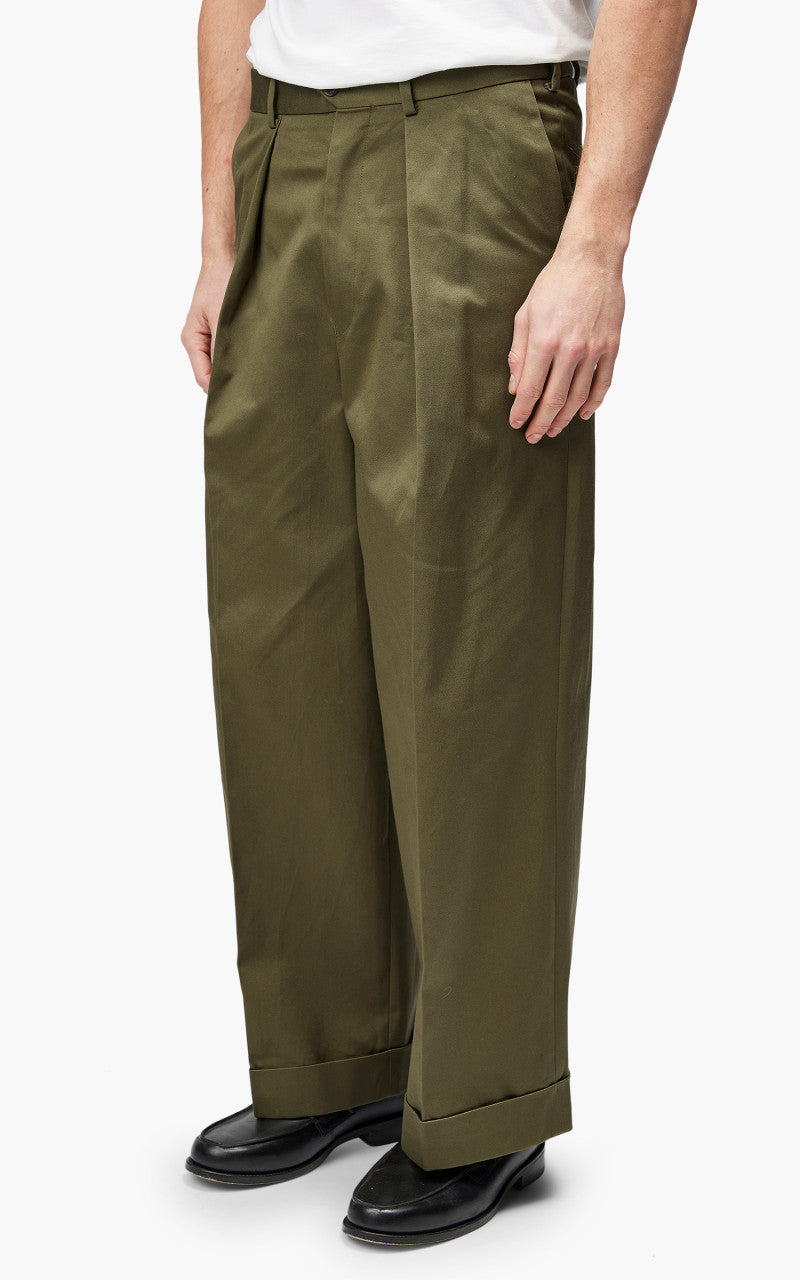 Markaware Pleated Wide Trousers Olive