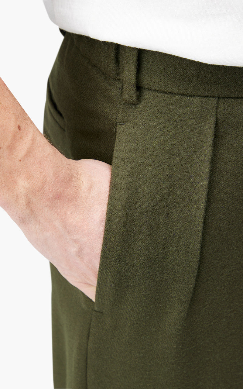 Markaware Double Pleated Trousers Olive