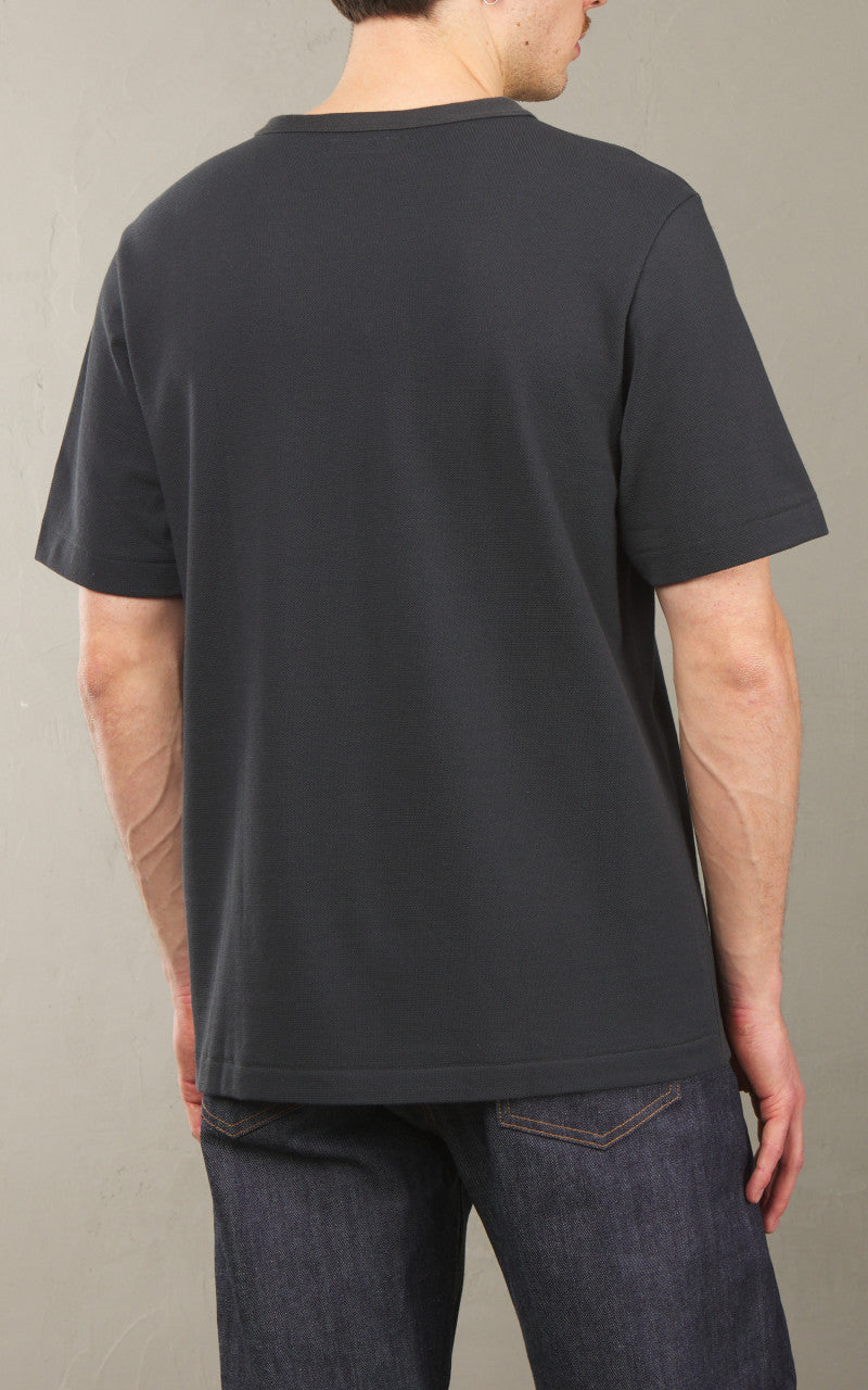 Merz b. Schwanen 214PK Crew Neck Pikée Tee Charcoal