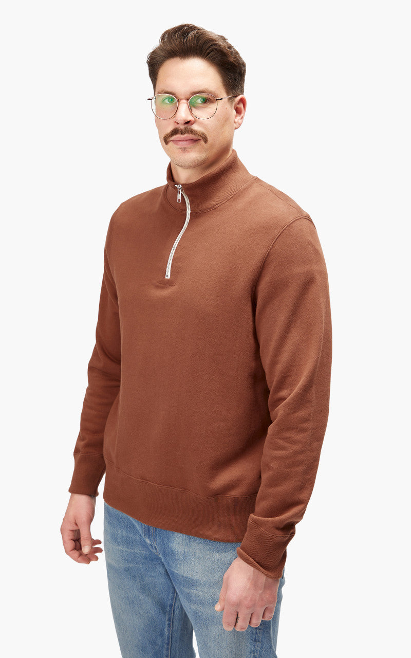 Merz b. Schwanen 343Z Sweatshirt Half Zip Mock Neck Tan