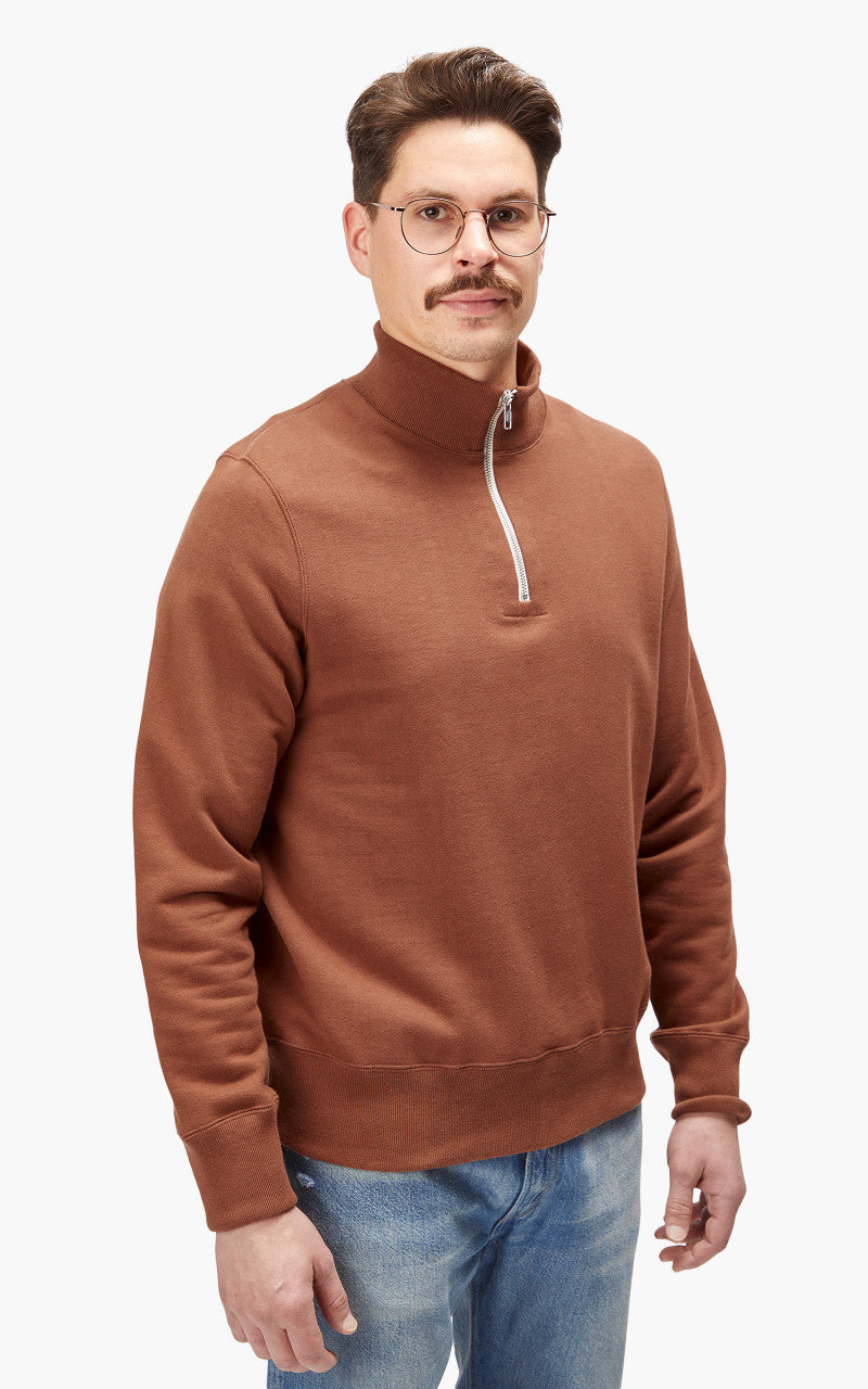 Merz b. Schwanen 343Z Sweatshirt Half Zip Mock Neck Tan