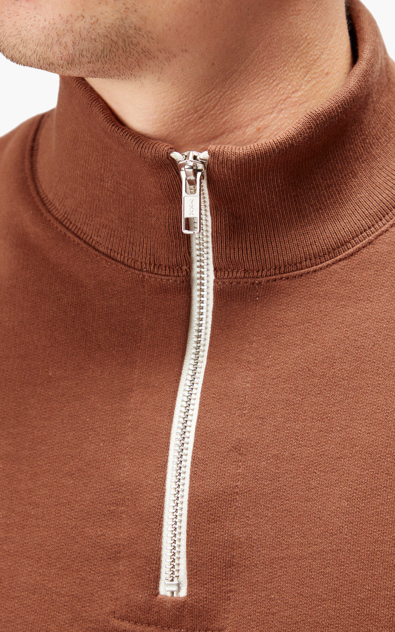 Merz b. Schwanen 343Z Sweatshirt Half Zip Mock Neck Tan