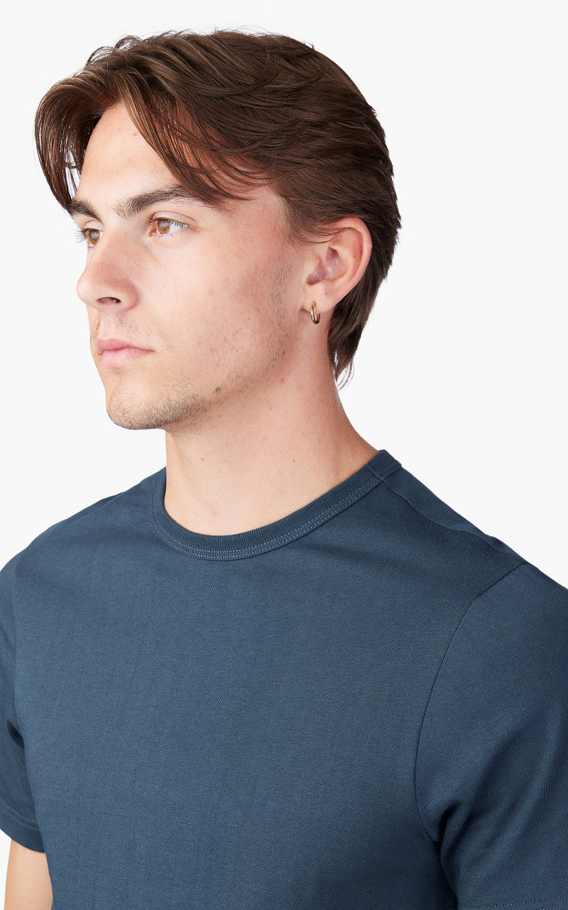 Merz b. Schwanen 215 Heavyweight Crew Neck Tee Mineral Blue