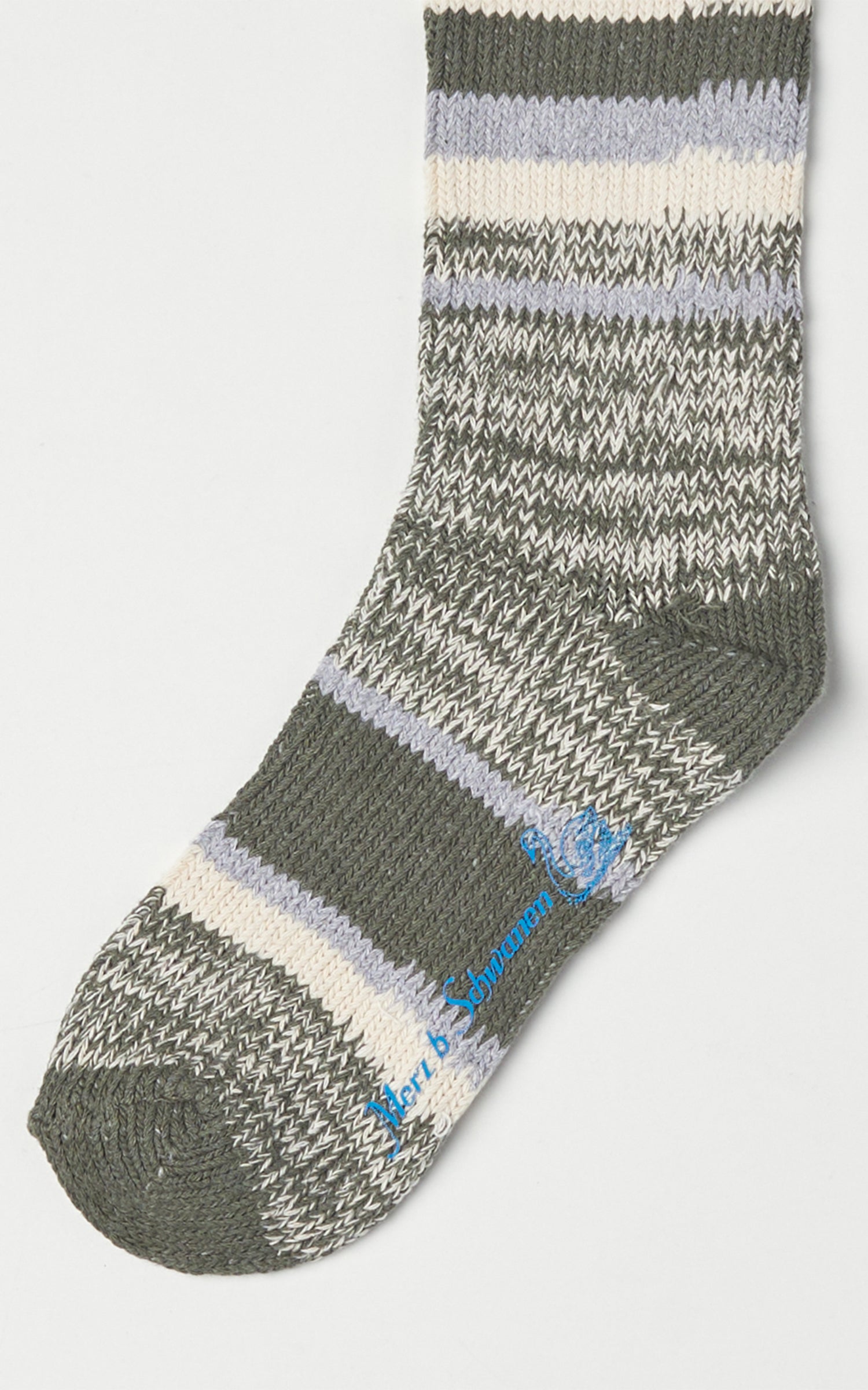 Merz b. Schwanen GS01 Socks Recycled Cotton Mud Green/Grey Melange