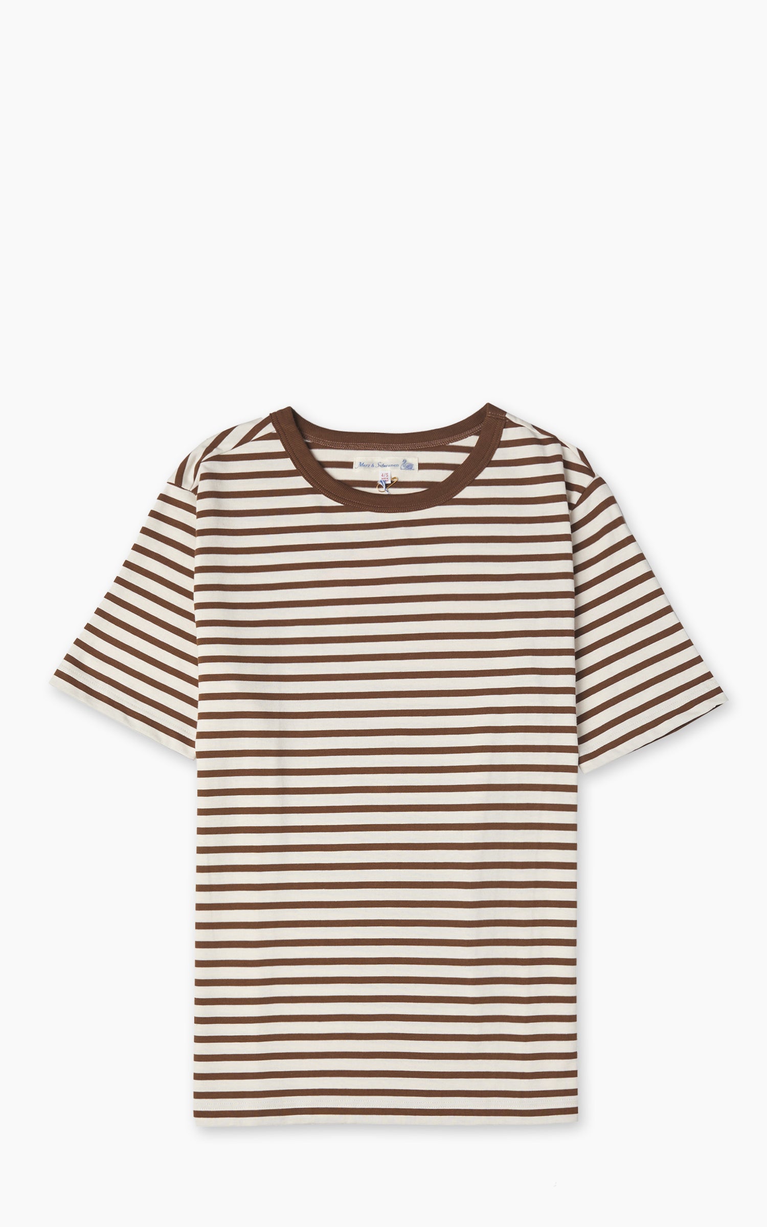 Merz b. Schwanen 2M14 Striped Crew Neck Tee Nut/Nature