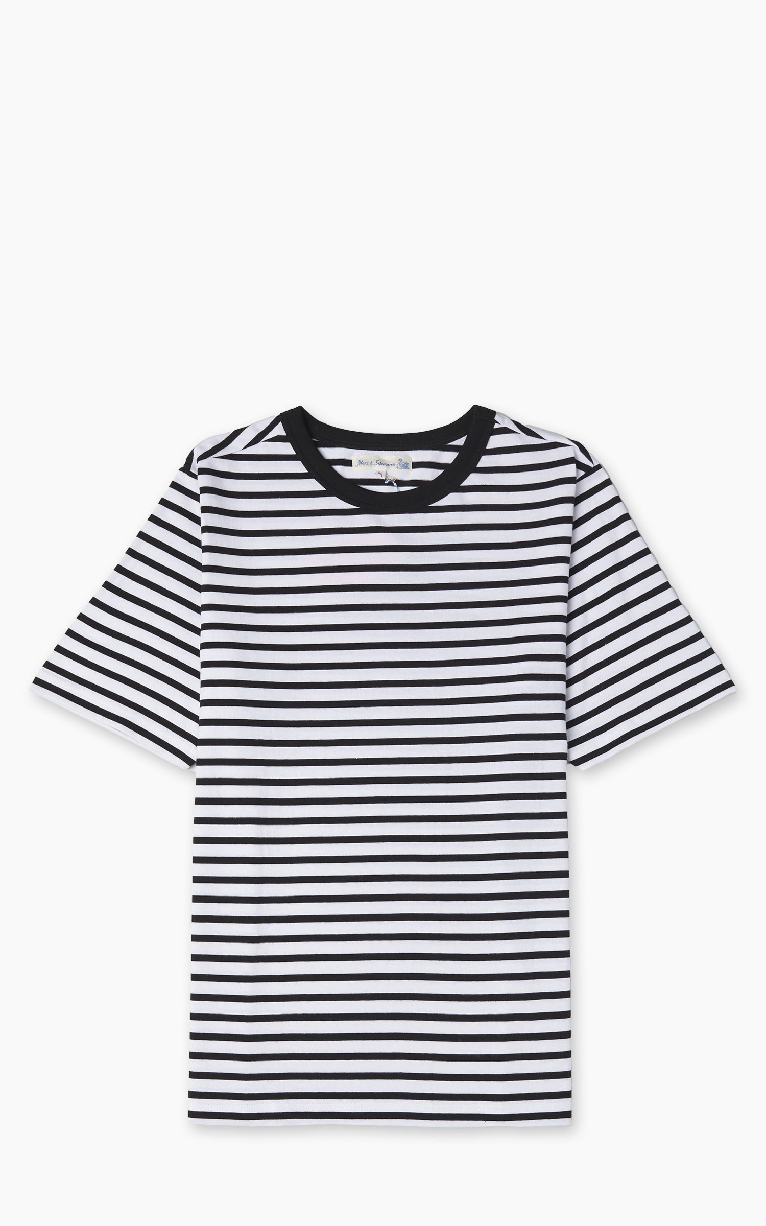 Merz b. Schwanen 2M14 Striped Crew Neck Tee Black/White