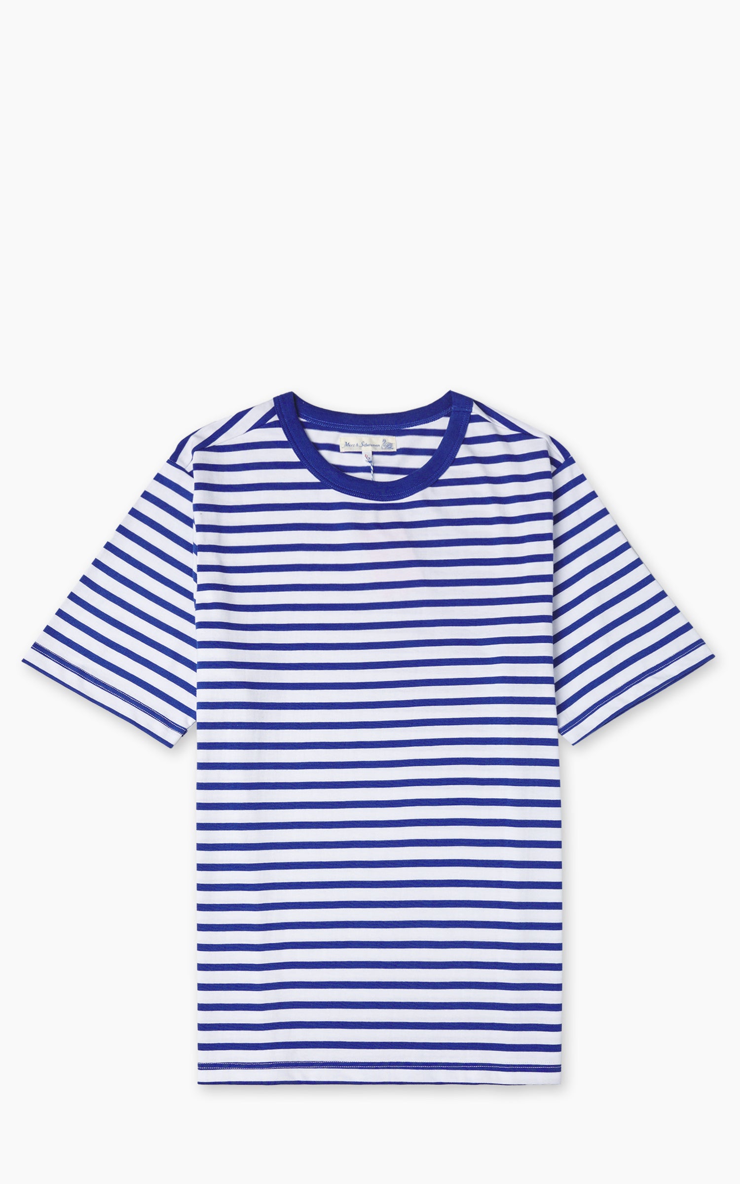Merz b. Schwanen 2M14 Striped Crew Neck Tee Blue/White