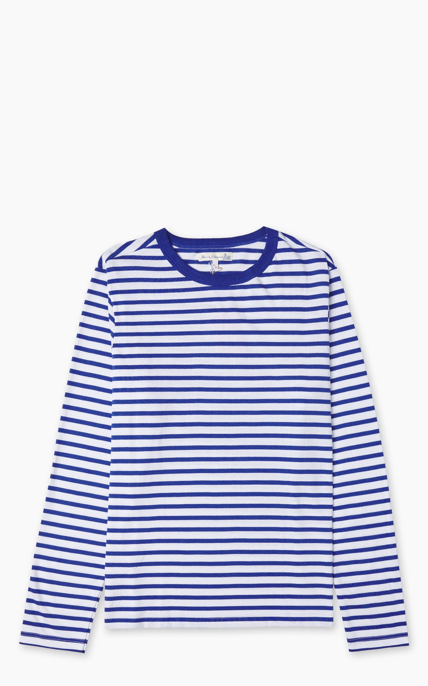 Merz b. Schwanen 2M18 Loopwheeled Longsleeve T-Shirt Blue/White