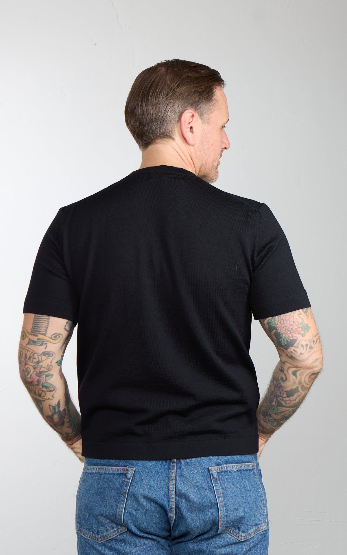 Merz b. Schwanen MERINOTEE01 Merino Wool T-Shirt Deep Black