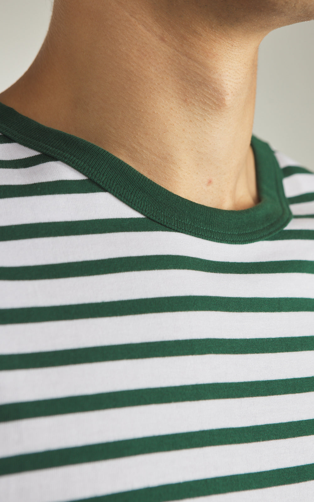 Merz b. Schwanen 2M14 Striped Crew Neck Tee Green/White