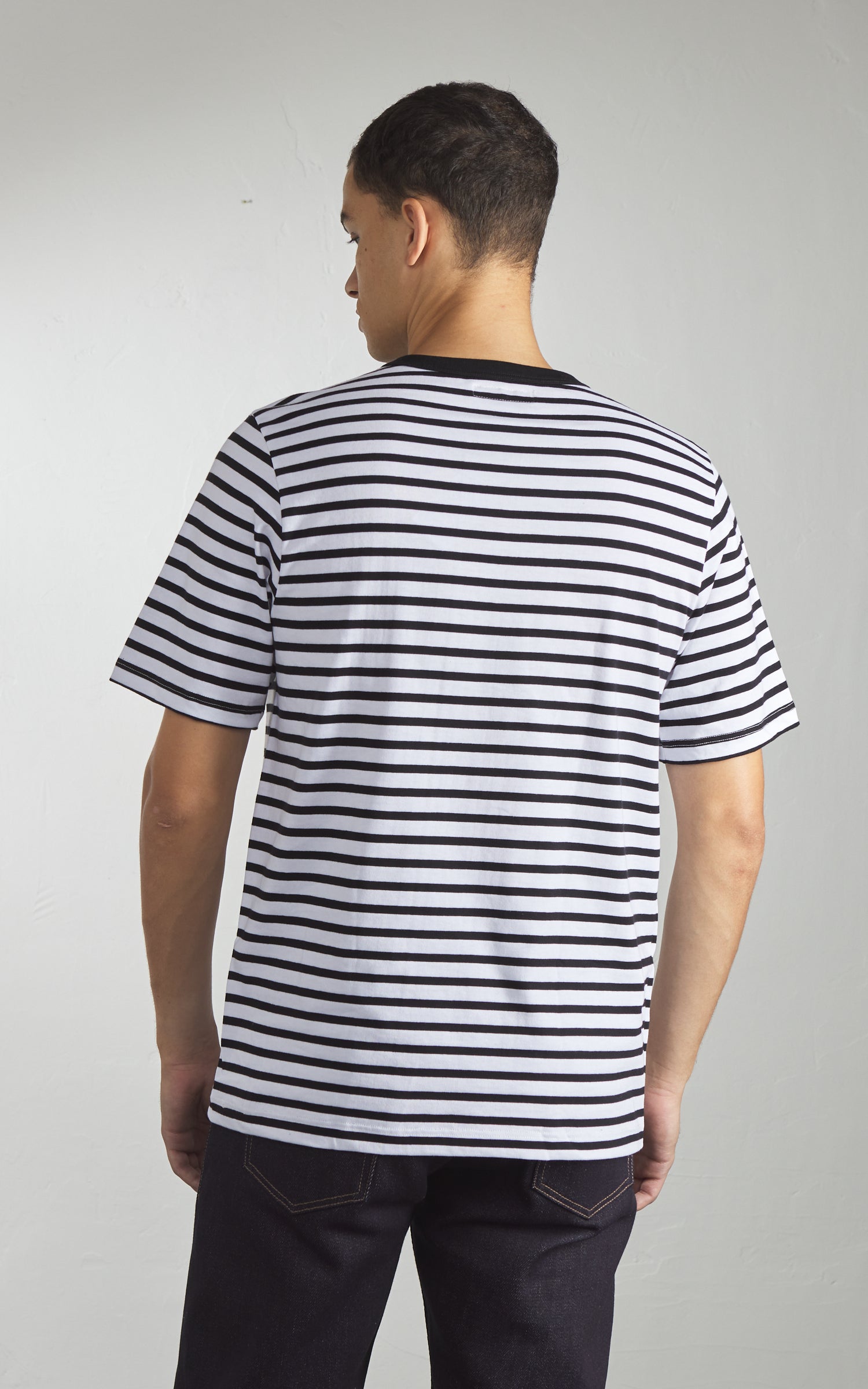Merz b. Schwanen 2M14 Striped Crew Neck Tee Black/White