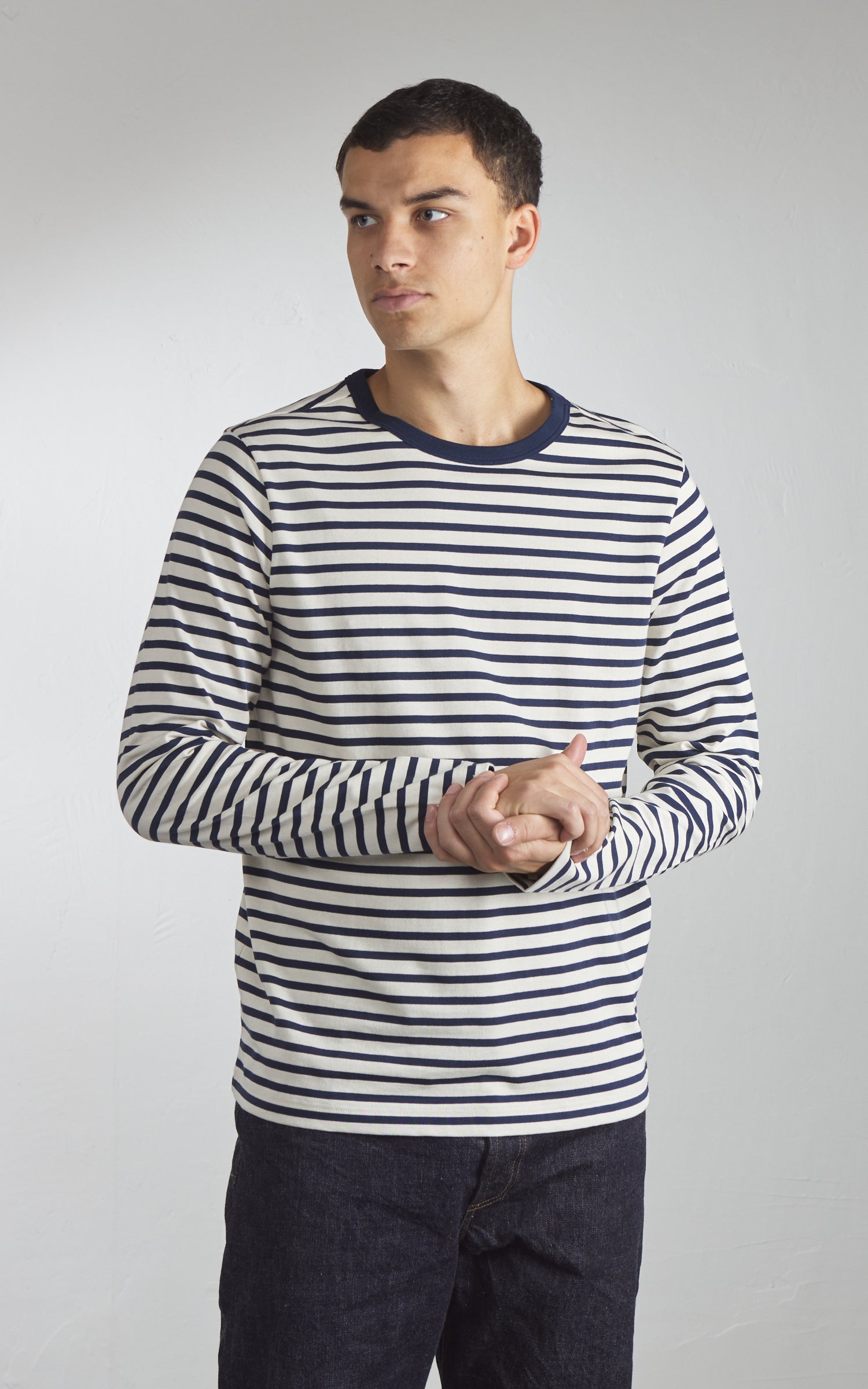 Merz b. Schwanen 2M18 Loopwheeled Longsleeve T-Shirt Ink/Nature