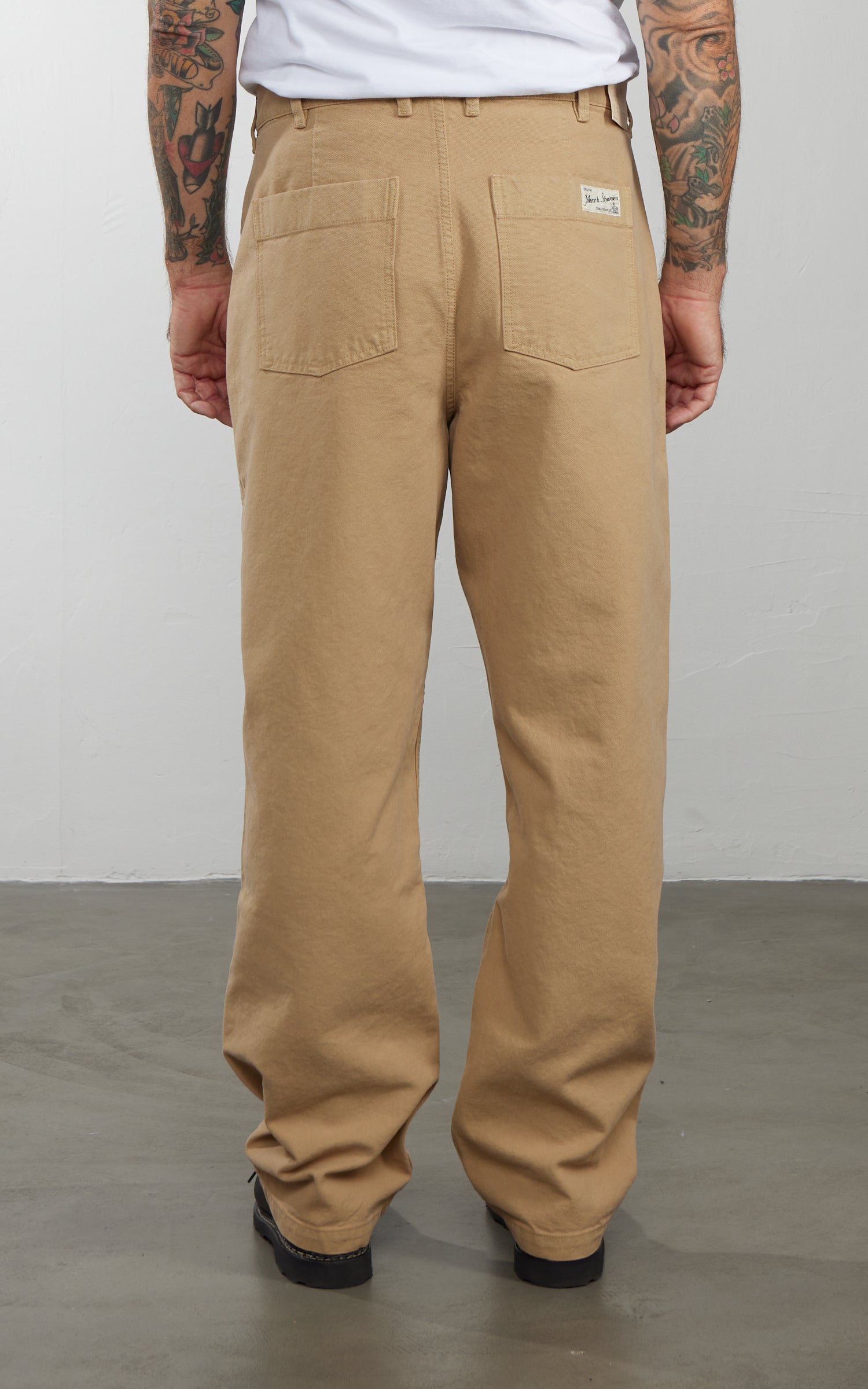 Merz b. Schwanen BERLIN01 Cotton Canvas Straight Leg Pants Khaki