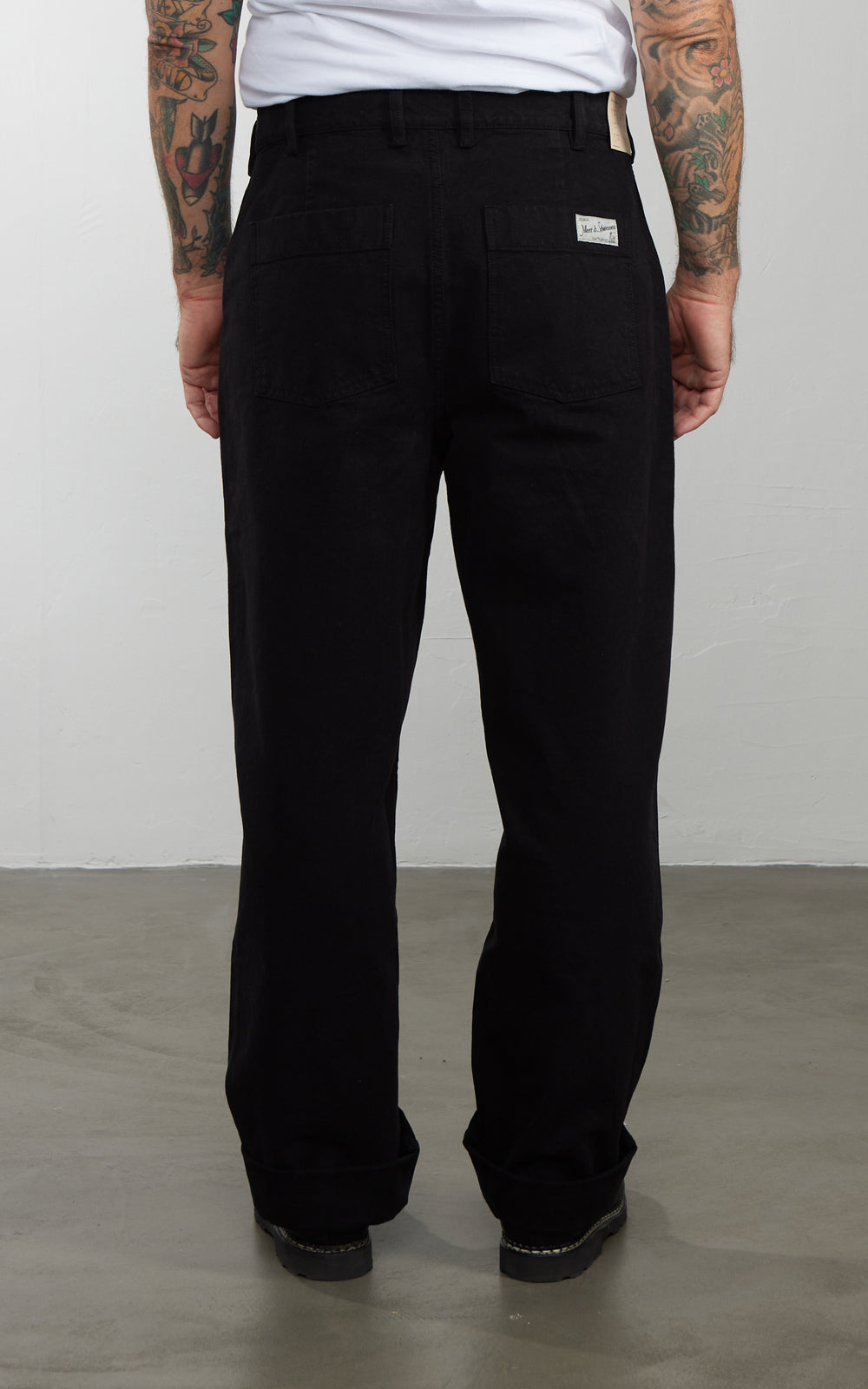 Merz b. Schwanen BERLIN01 Cotton Canvas Straight Leg Pants Deep Black