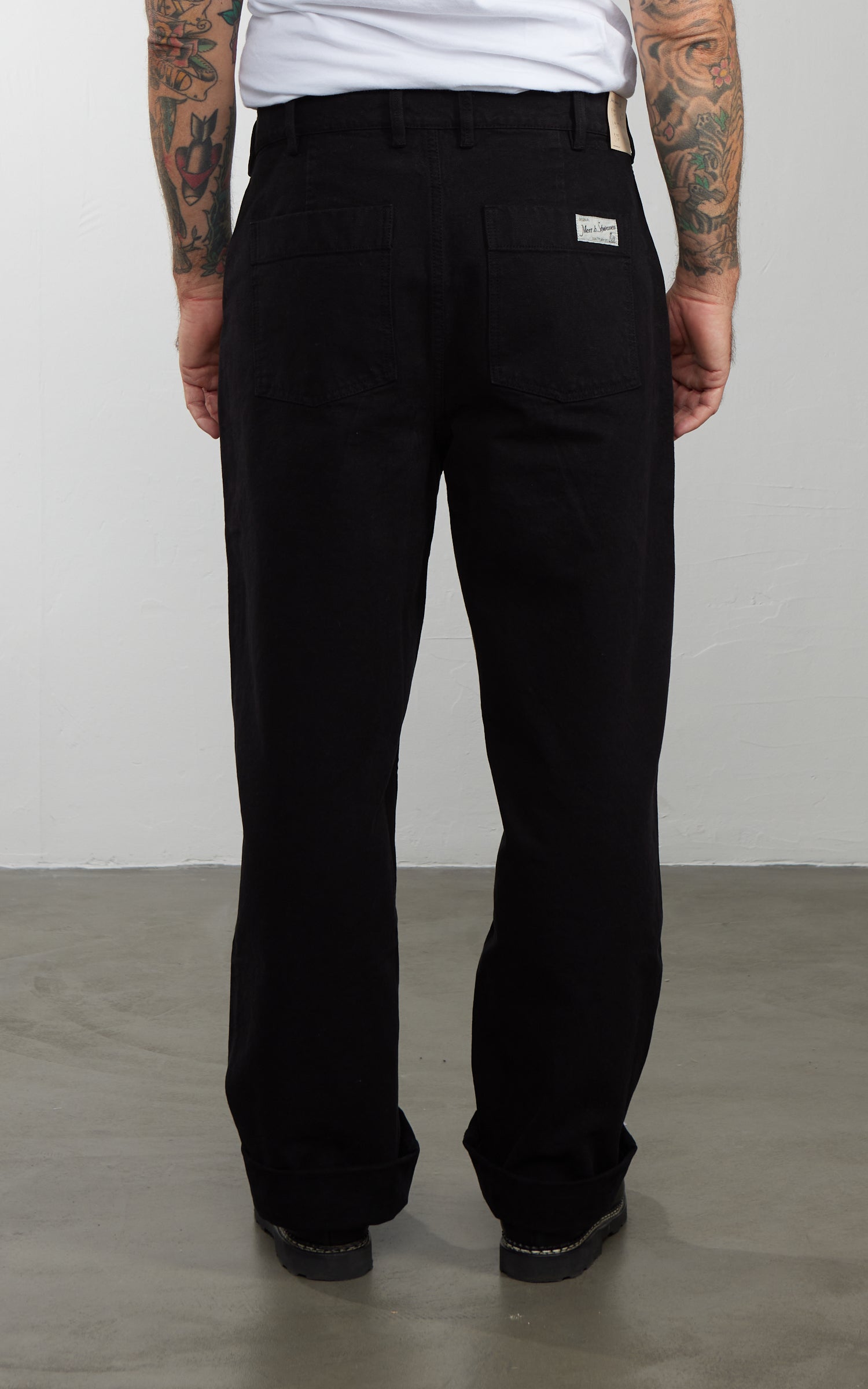 Merz b. Schwanen BERLIN01 Cotton Canvas Straight Leg Pants Deep Black