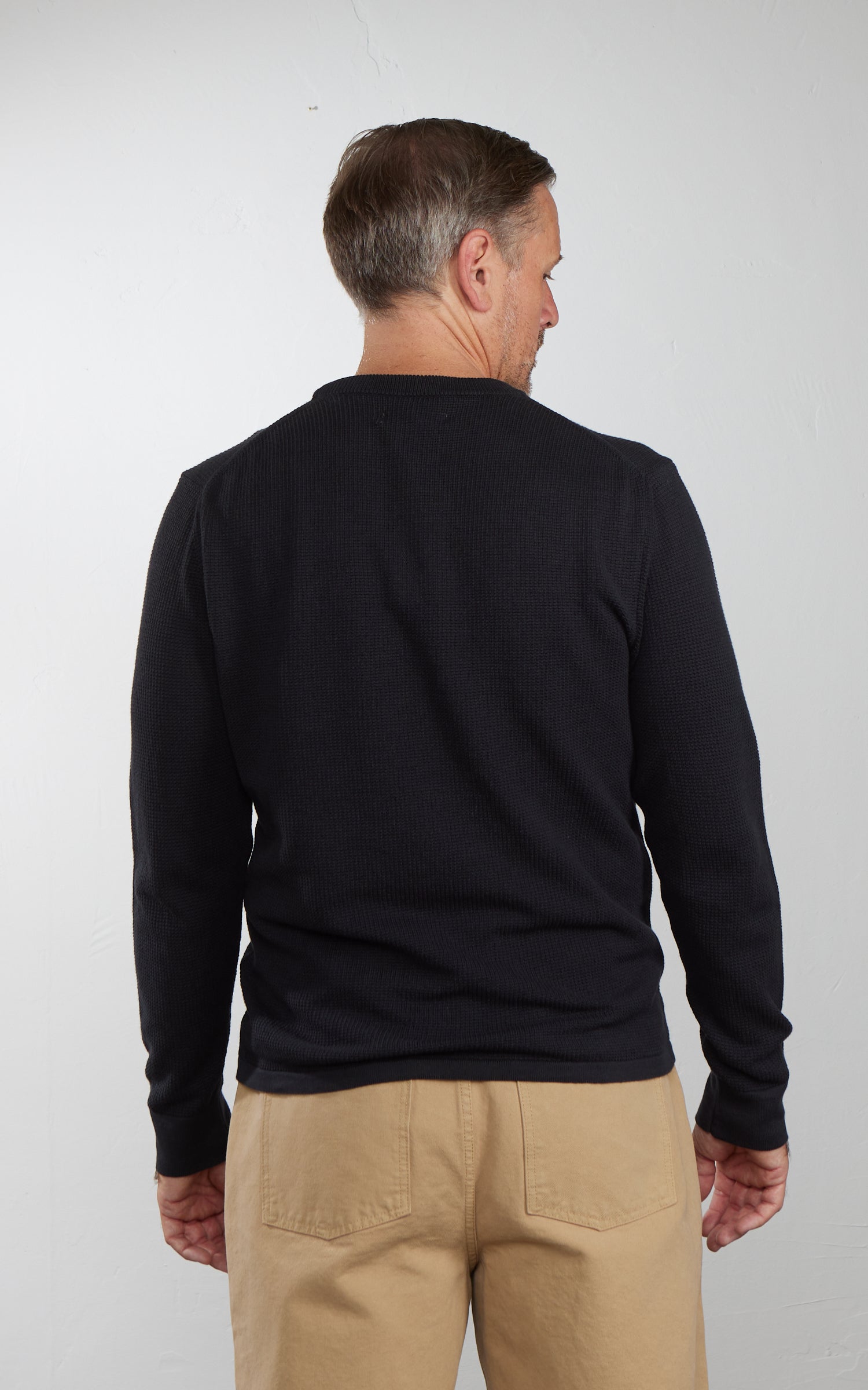 Merz b. Schwanen EASYKNIT01 Lightweight Waffle Knit Sweater Charcoal