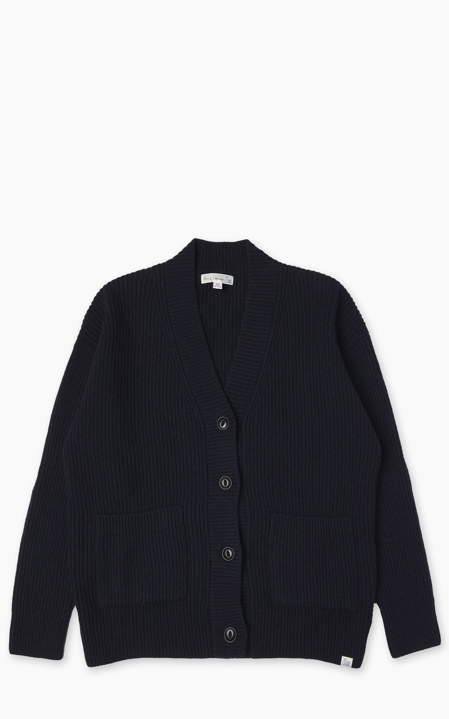 Merz b. Schwanen LOCG01 Merino Wool-Cashmere Cardigan Dark Navy