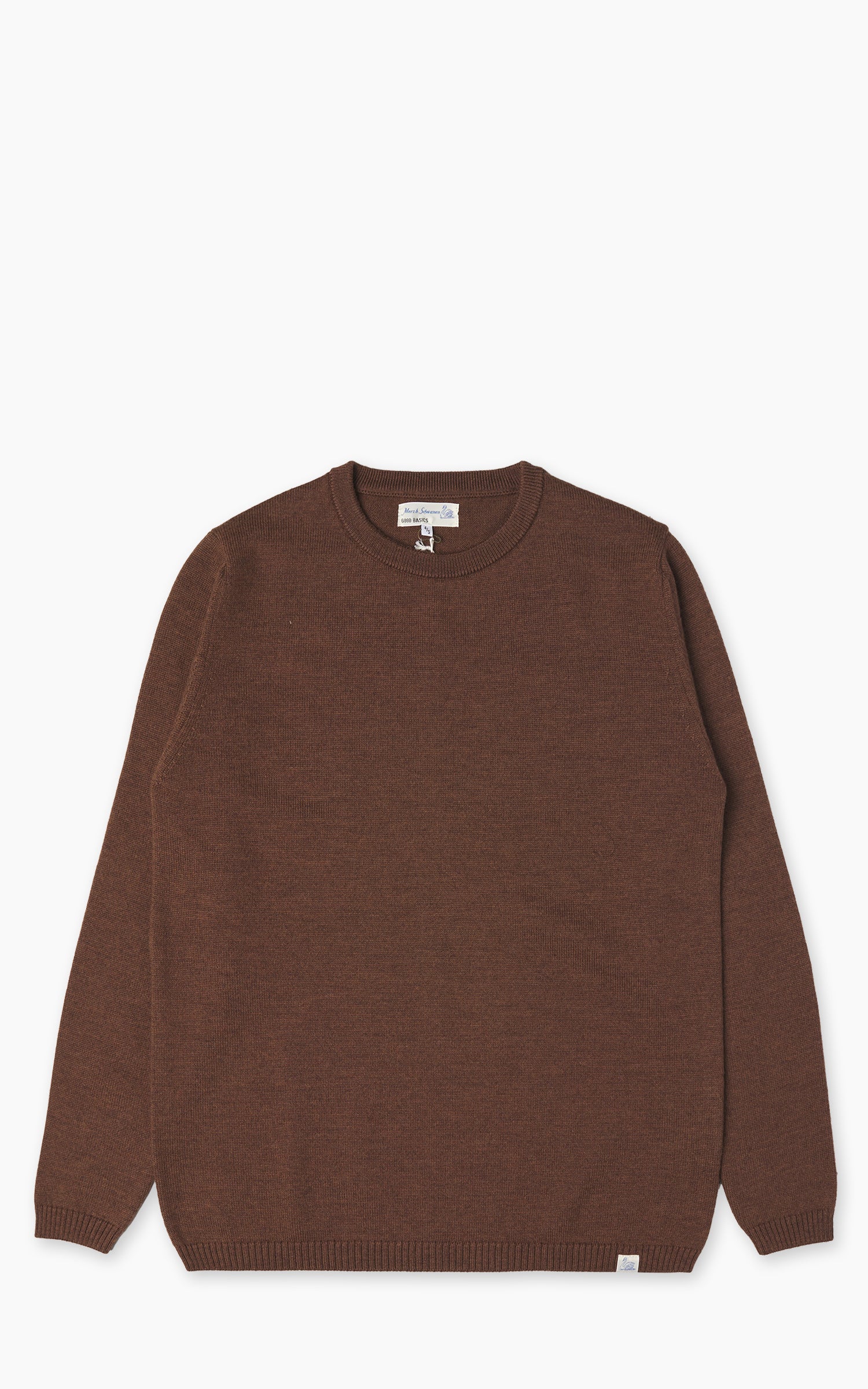 Merz b. Schwanen MWRC01 Classic Crew Merino Wool Pullover Nut