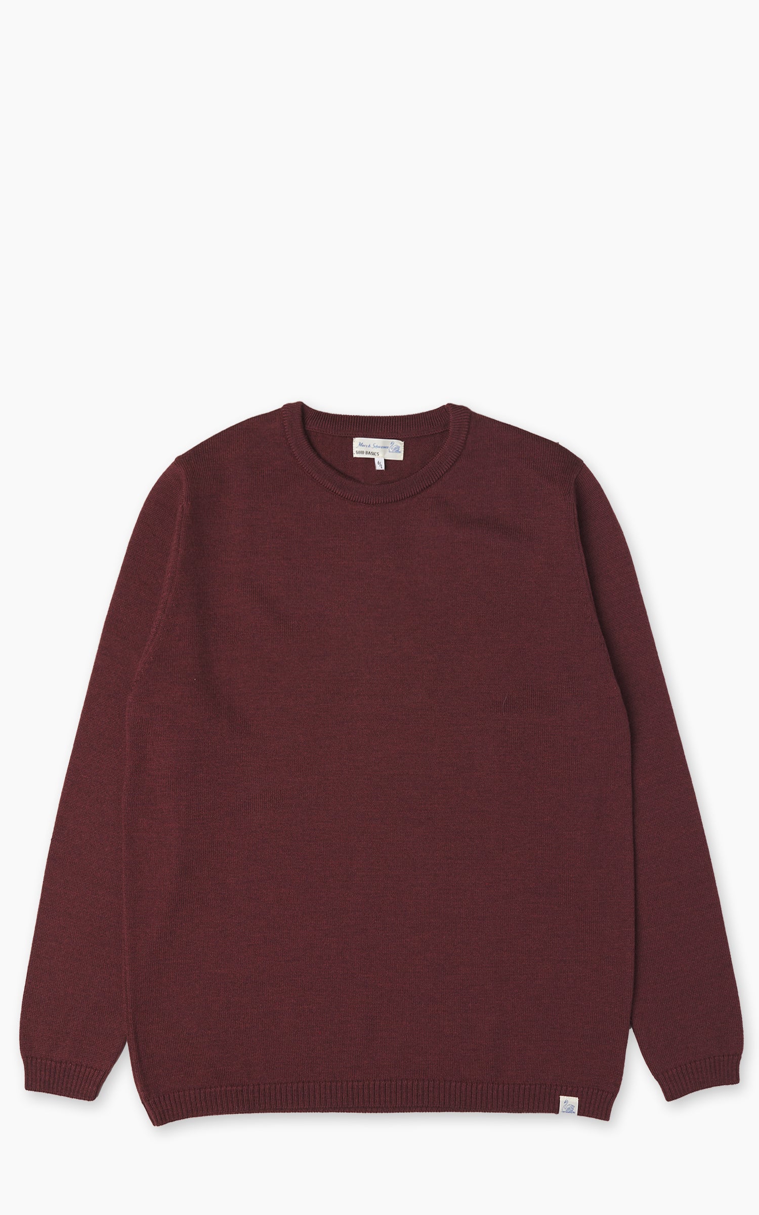 Merz b. Schwanen MWRC01 Classic Crew Merino Wool Pullover Brick Red
