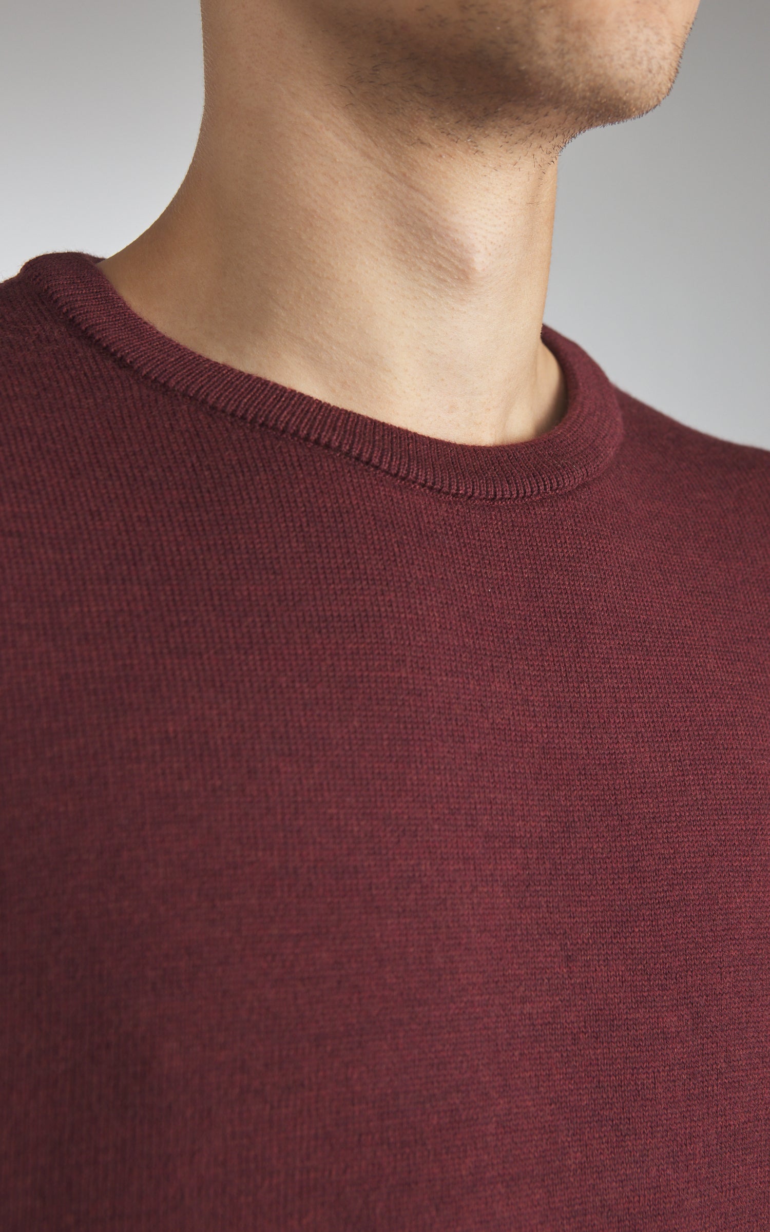 Merz b. Schwanen MWRC01 Classic Crew Merino Wool Pullover Brick Red