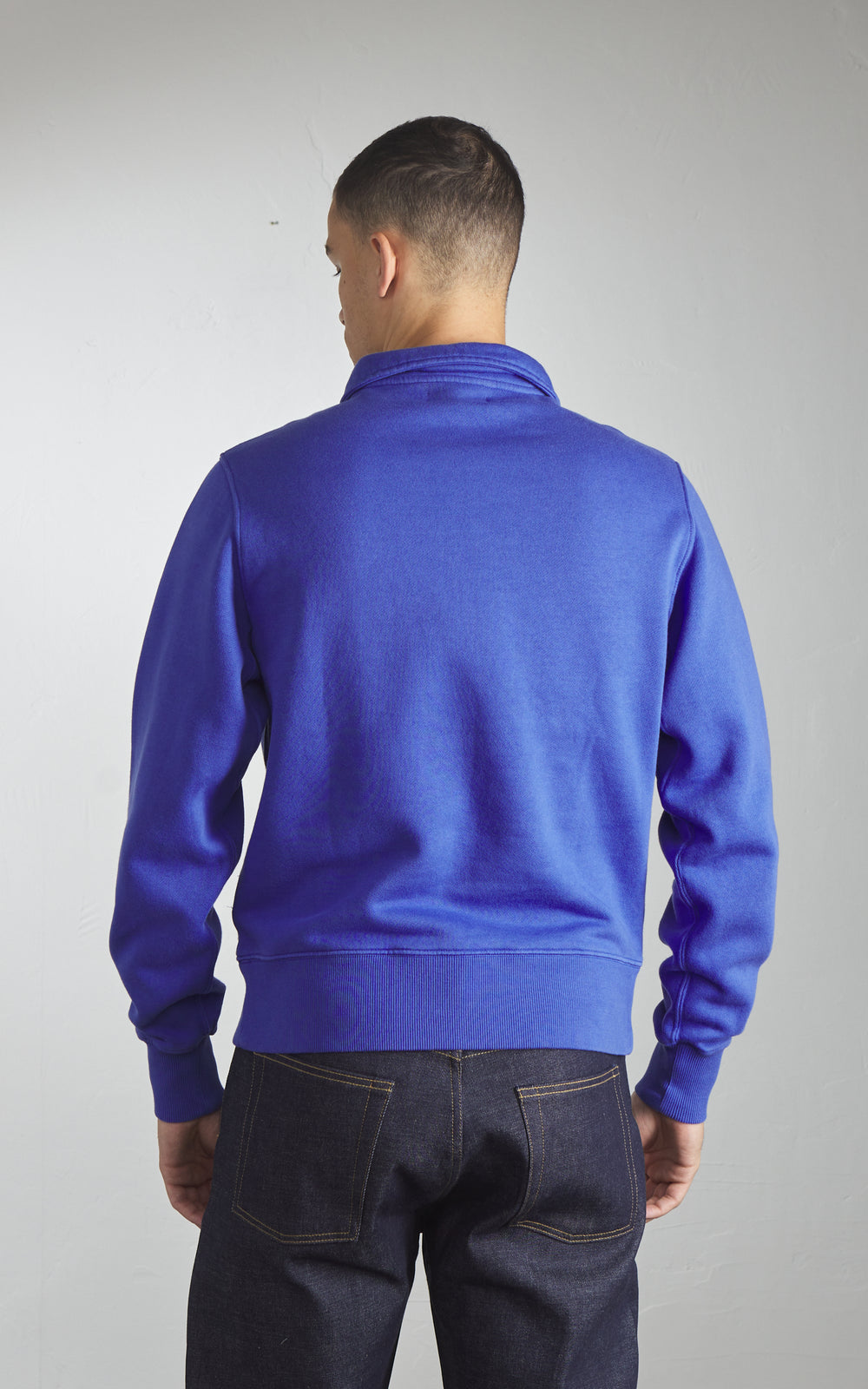 Merz b. Schwanen ZIPC01 Zip Collar Sweatshirt Washed Blue