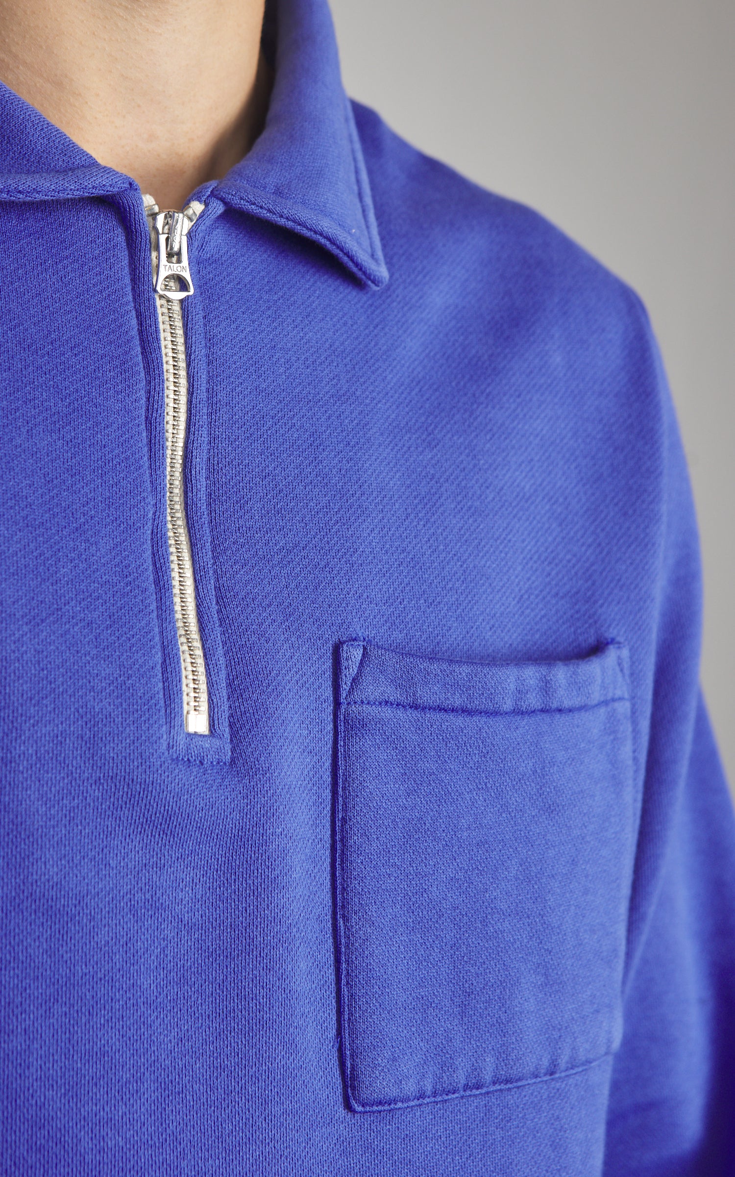 Merz b. Schwanen ZIPC01 Zip Collar Sweatshirt Washed Blue