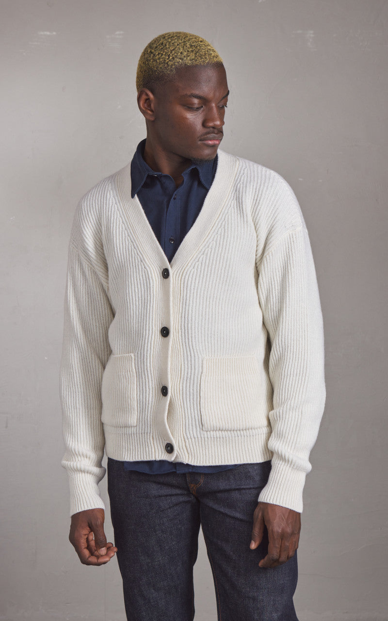 Merz b. Schwanen LOCG02 Merino Wool-Cashmere Cardigan Nature