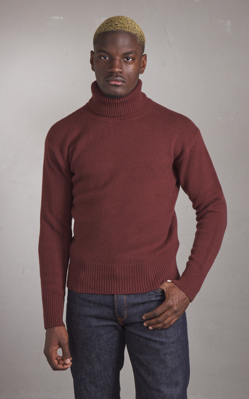 Merz b. Schwanen LOCT01 Roll Neck Pullover Wool Bark Brown
