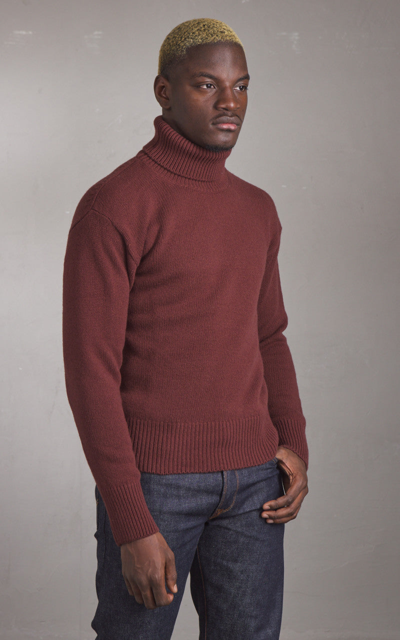 Merz b. Schwanen LOCT01 Roll Neck Pullover Wool Bark Brown