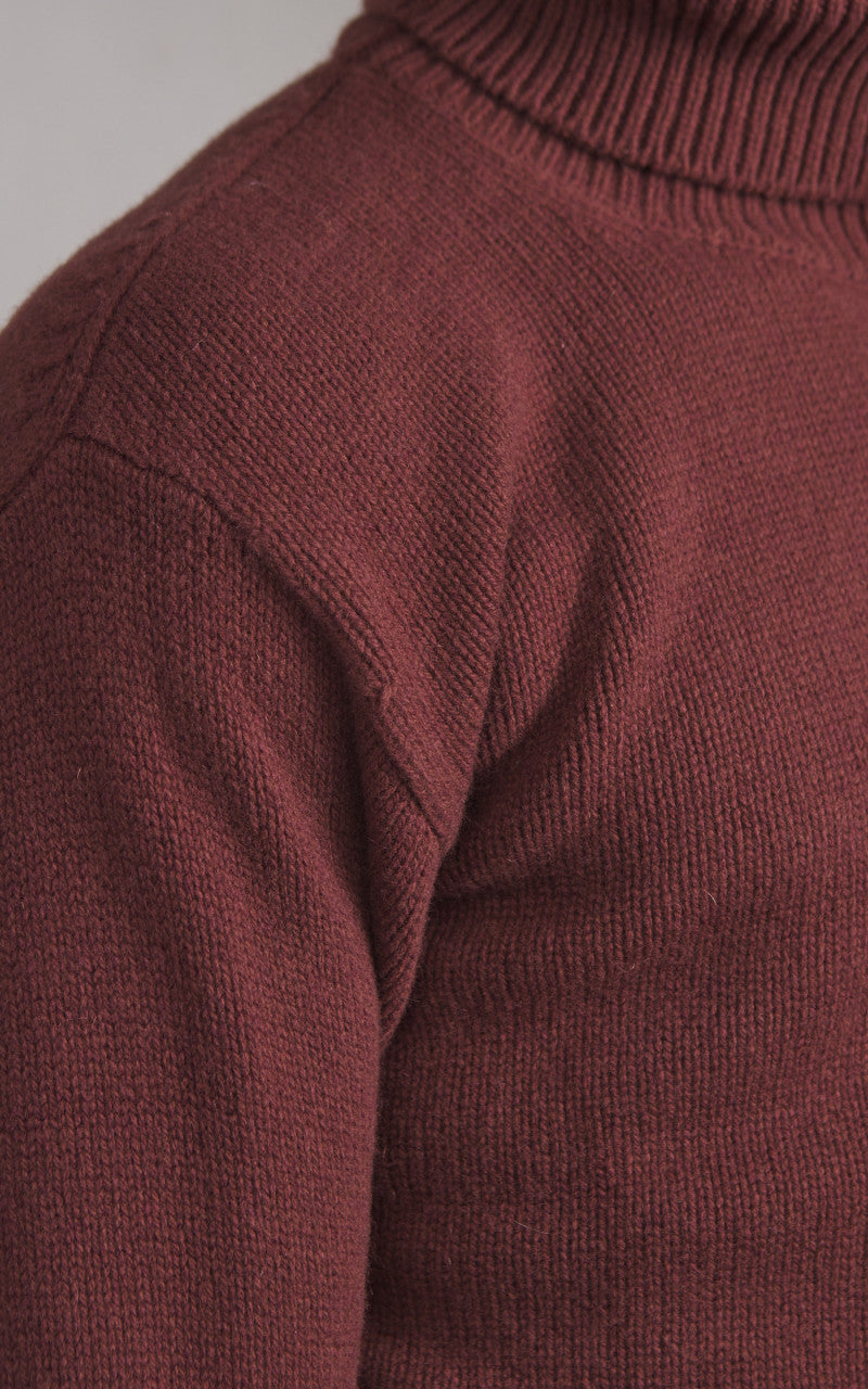 Merz b. Schwanen LOCT01 Roll Neck Pullover Wool Bark Brown