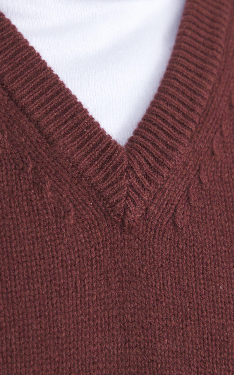 Merz b. Schwanen LOVE03 Merino Cashmere Vest Bark Brown