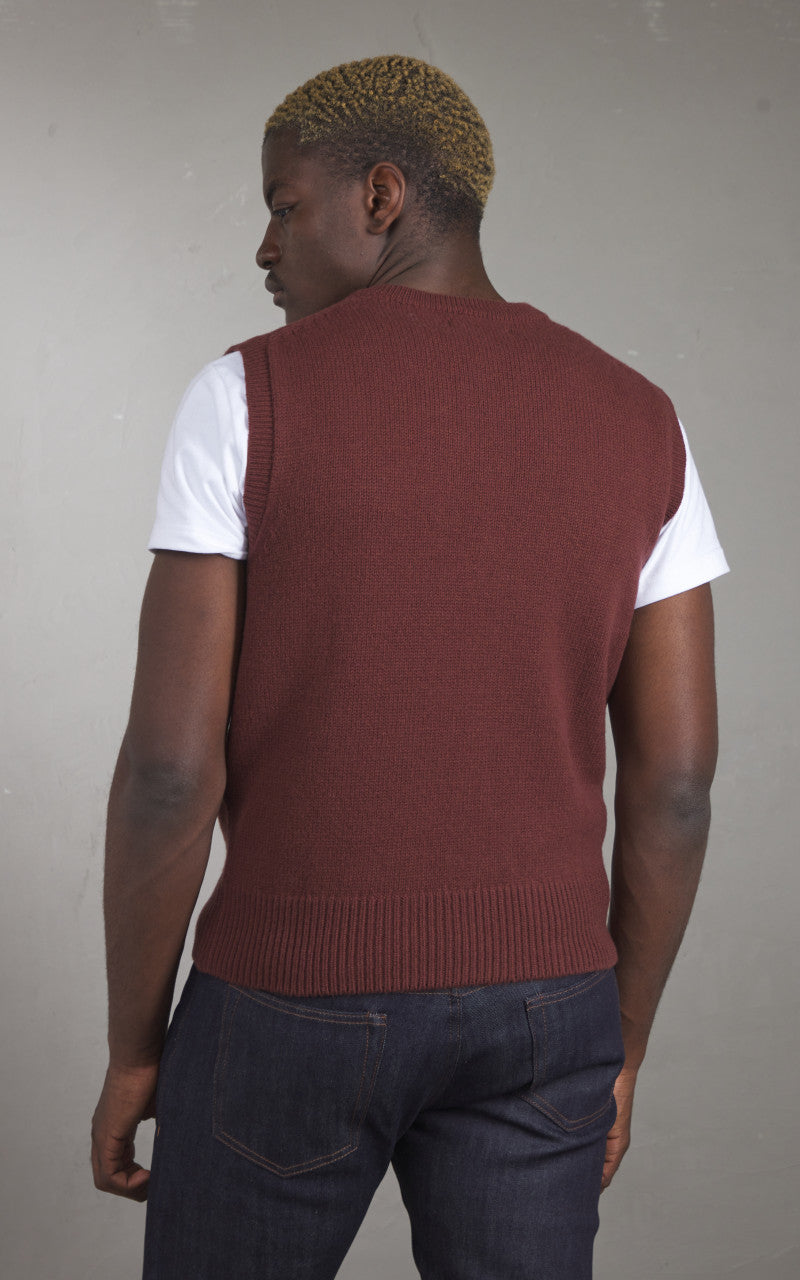 Merz b. Schwanen LOVE03 Merino Cashmere Vest Bark Brown