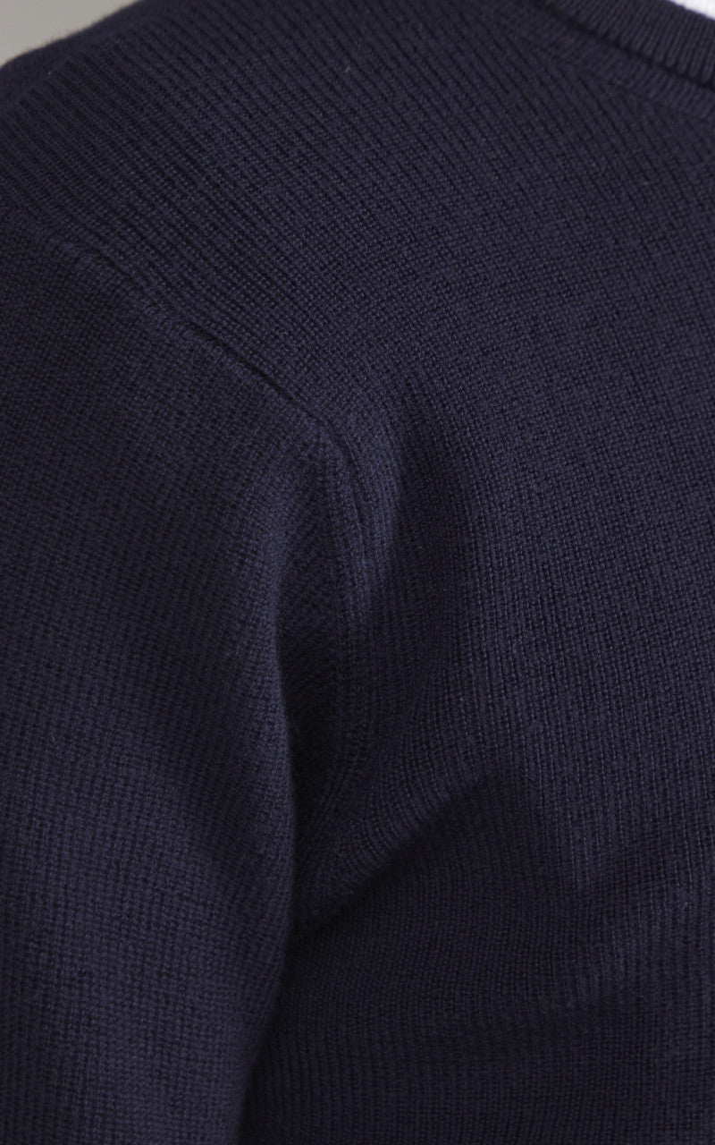 Merz b. Schwanen MWCC01 Classic Crew Merino Pullover Dark Navy