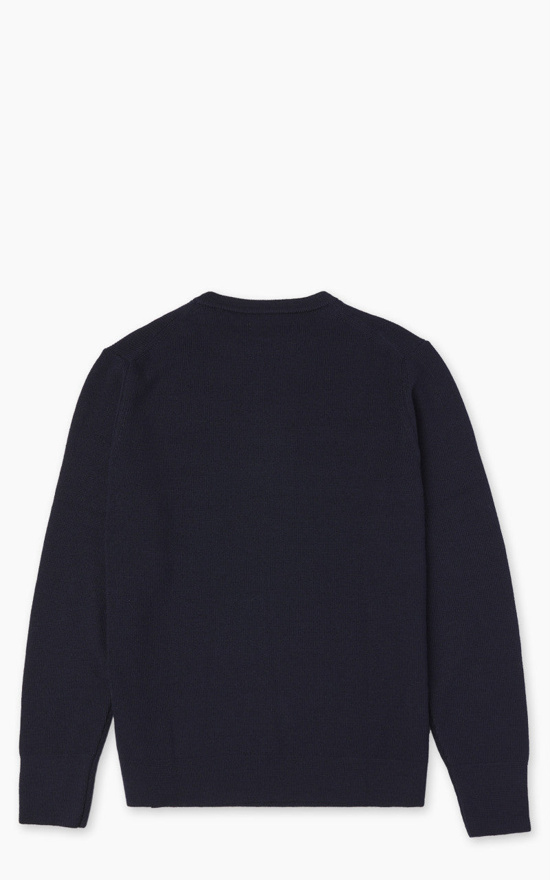 Merz b. Schwanen MWCC01 Classic Crew Merino Pullover Dark Navy
