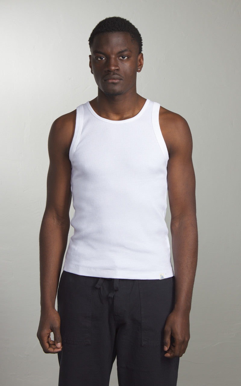 Merz b. Schwanen RIBTANK01 Ribbed Tank Top White