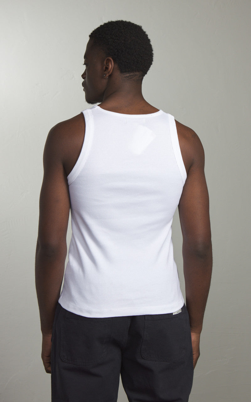 Merz b. Schwanen RIBTANK01 Ribbed Tank Top White