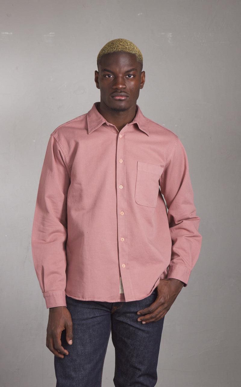 Merz b. Schwanen SHIRT01T Relaxed Fit Broken Twill Shirt Rosewood