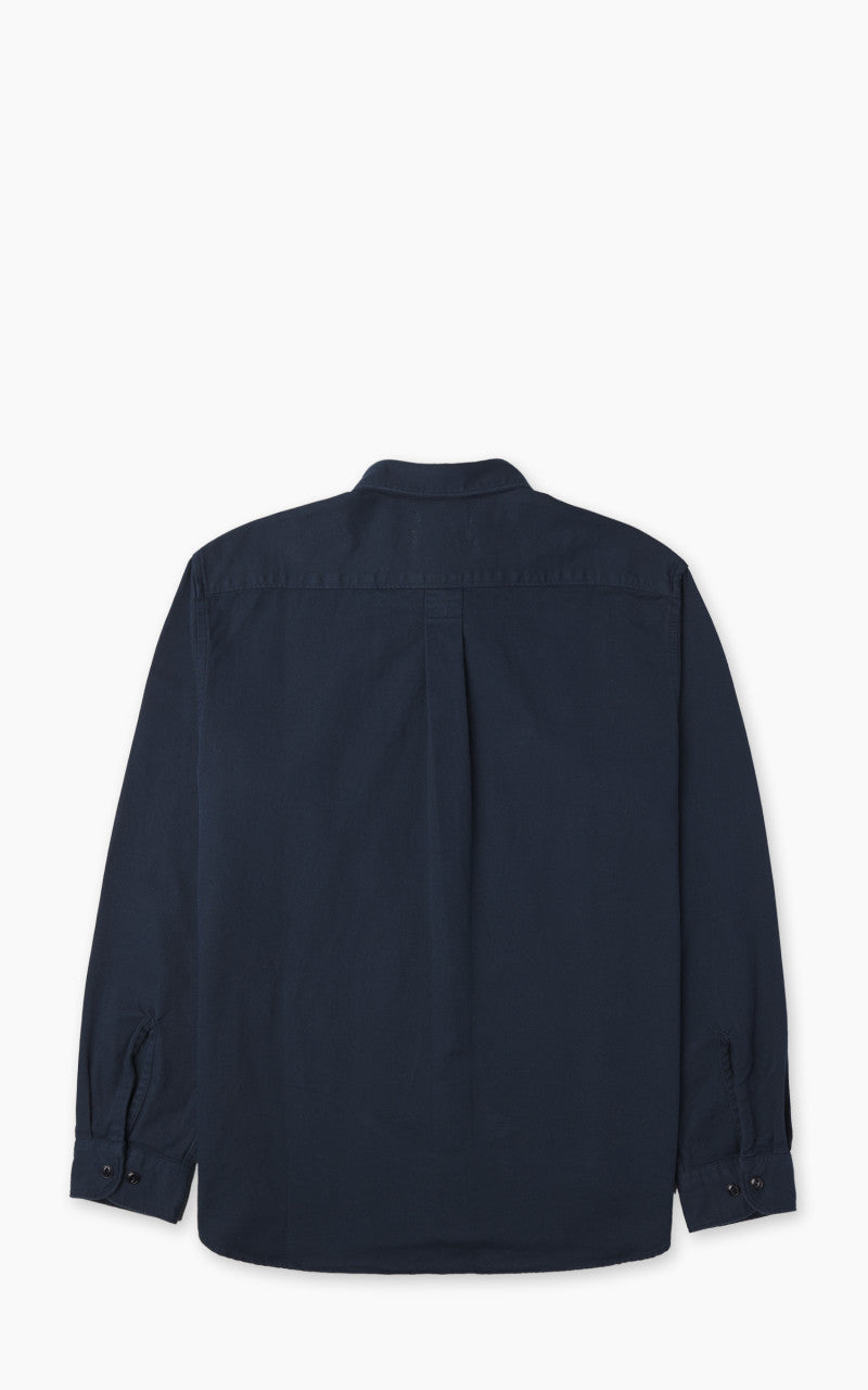 Merz b. Schwanen SHIRT01T Relaxed Fit Broken Twill Shirt Night Blue