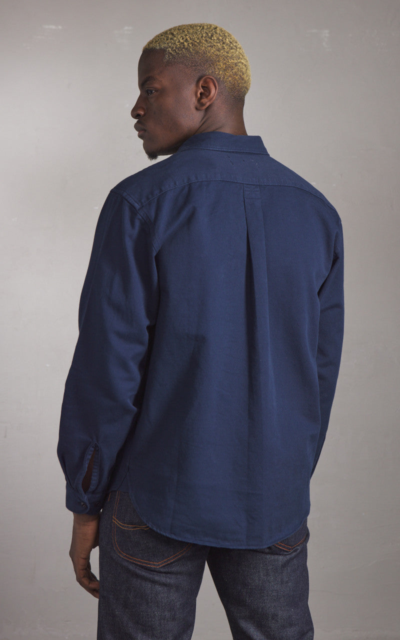 Merz b. Schwanen SHIRT01T Relaxed Fit Broken Twill Shirt Night Blue