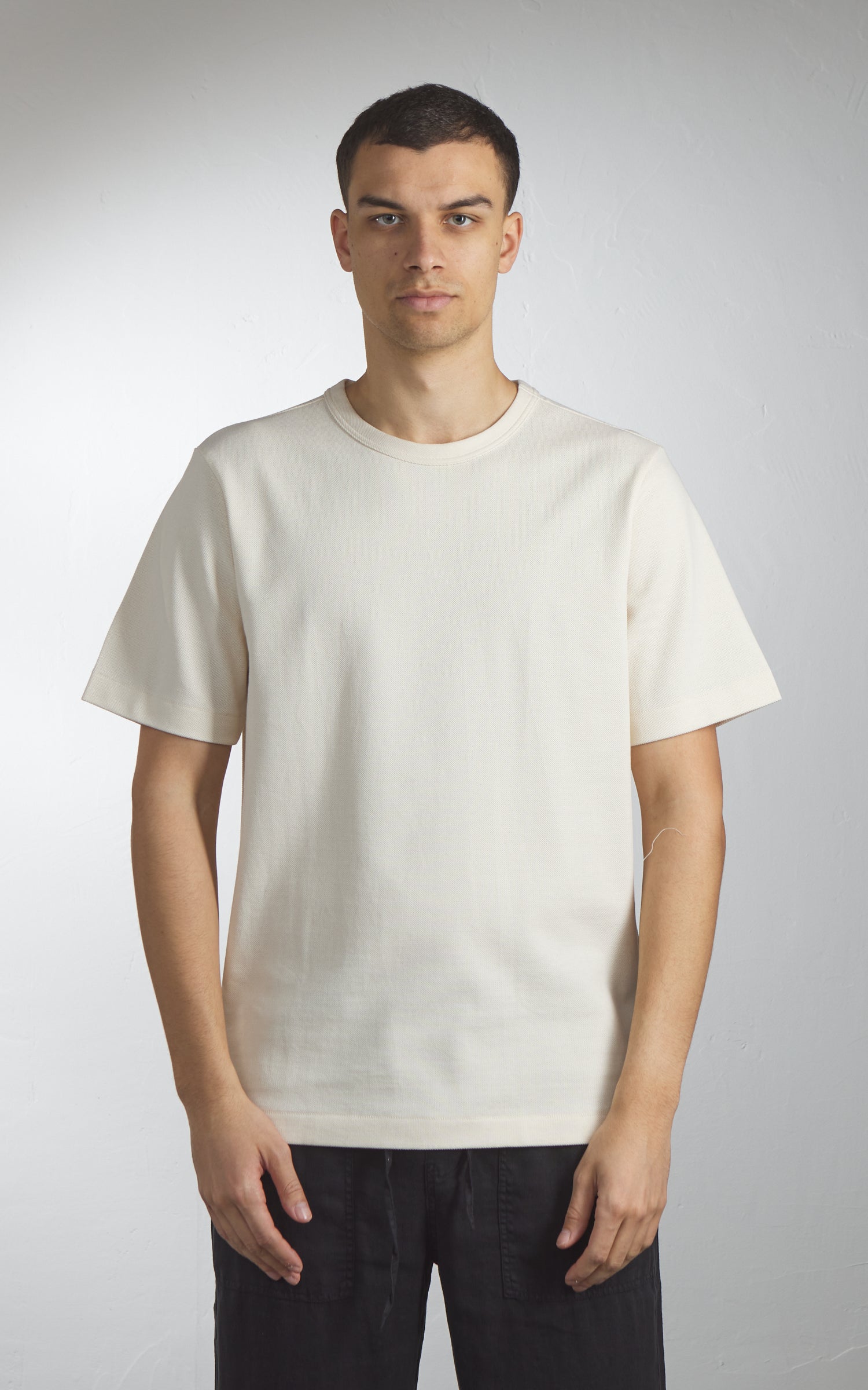 Merz b. Schwanen 214PK Crew Neck Pikée Tee Nature