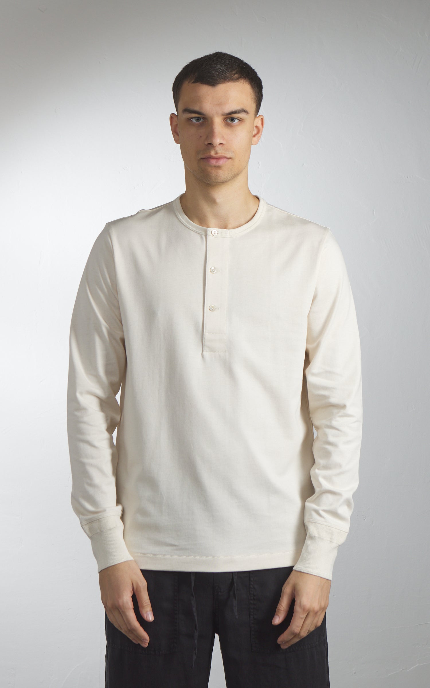 Merz b. Schwanen 2M06 Vintage Machine Refined Longsleeve Henley Nature