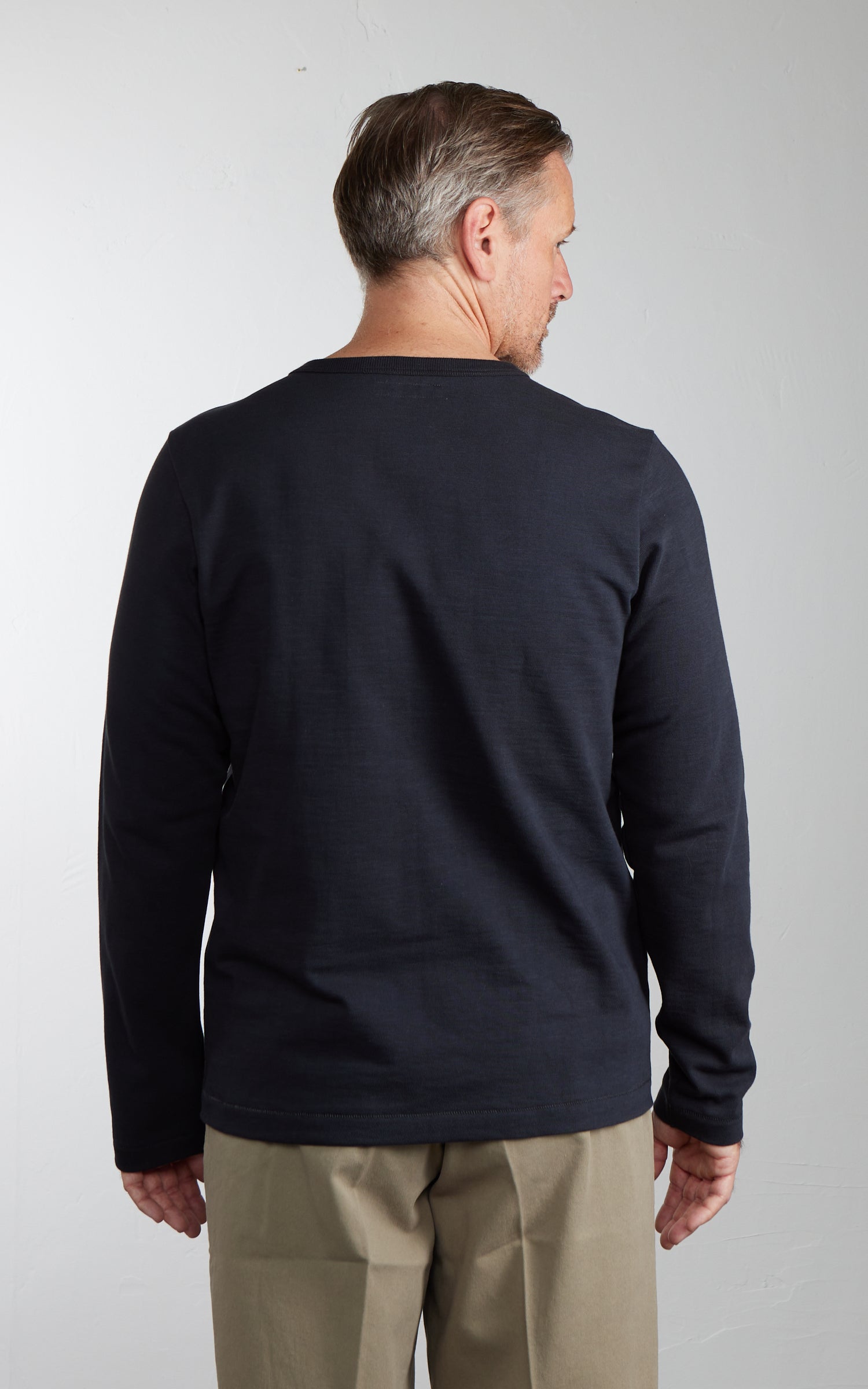Merz b. Schwanen 2S08 Loopwheeled Heavyweight Long Sleeve Henley Charcoal
