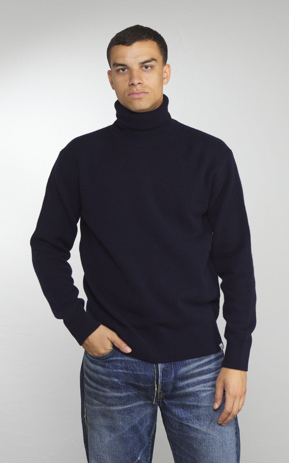 Merz b. Schwanen LOCT01 Roll Neck Pullover Wool Dark Navy