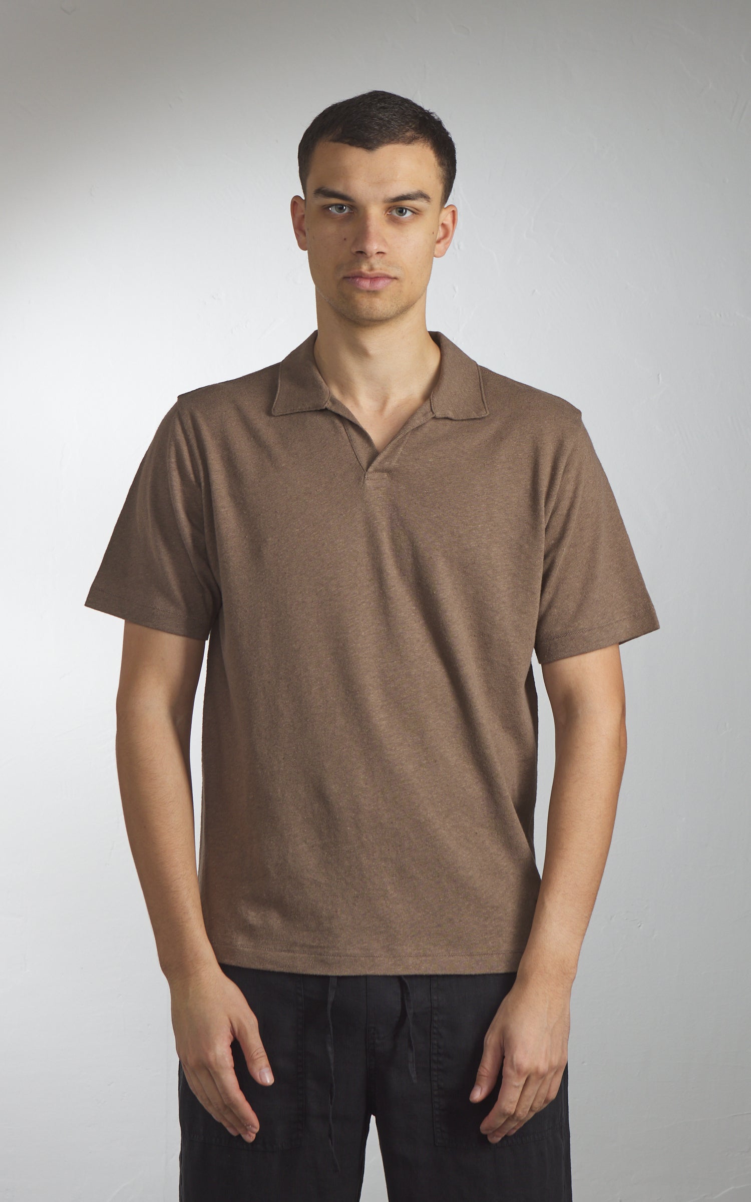 Merz b. Schwanen LINEN02 Polo Shirt Faded Grain