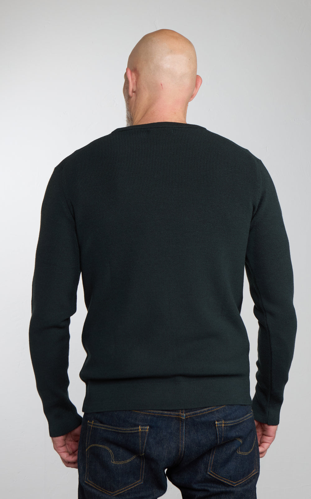 Merz b. Schwanen MWCC01 Classic Crew Merino Pullover Bottle Green