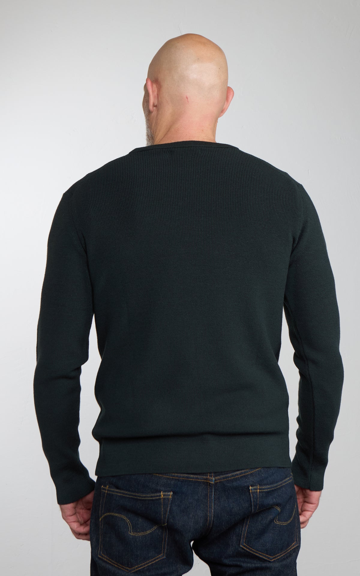 Merz b. Schwanen MWCC01 Classic Crew Merino Pullover Bottle Green