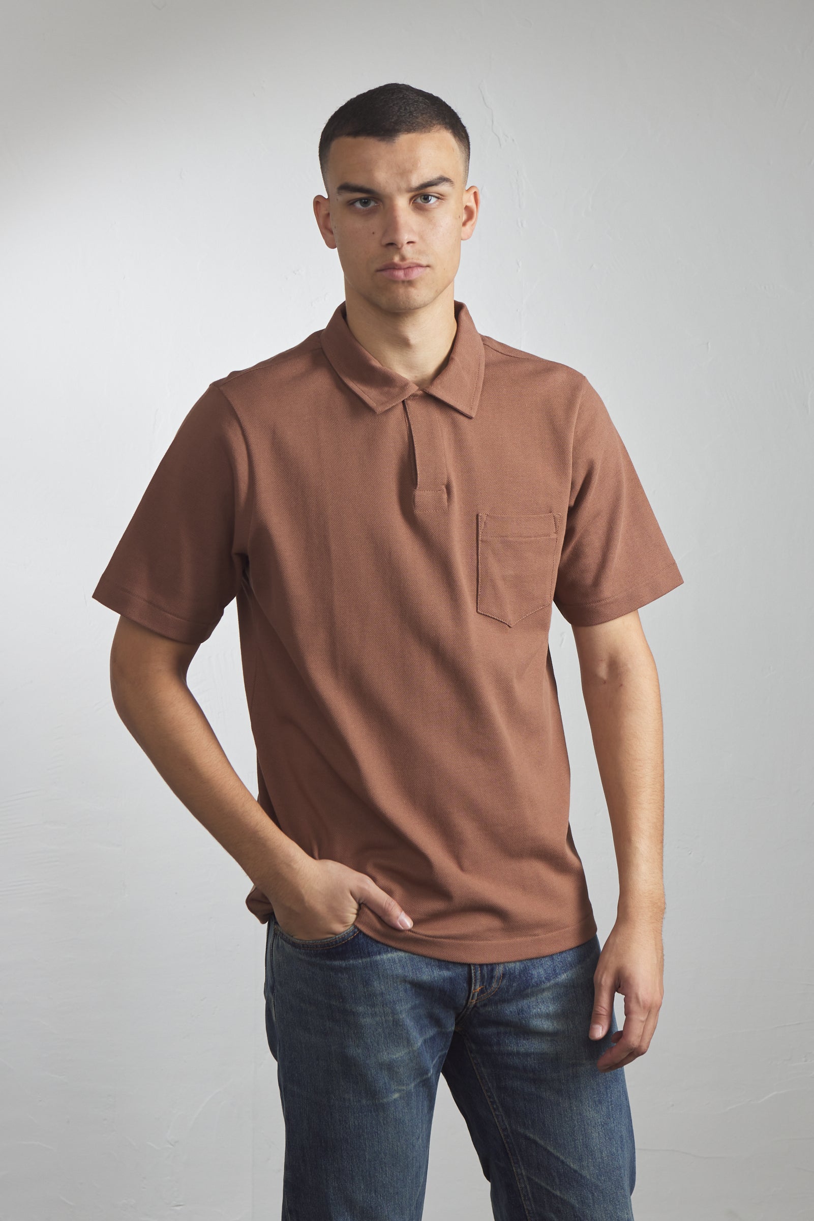 Merz b. Schwanen 2PKPL Pocket Polo Shirt Nut